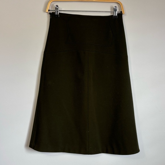 Diane von Furstenburg Dark Green Wool A-Line Skirt - Picture 2 of 4